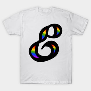 Rainbow Cursive Letter E T-Shirt